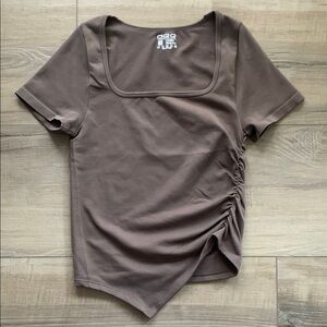 NWOT OQQ Elegant Brown Ruched Top